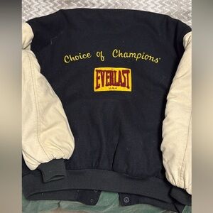 Vintage Champion Everlast Black and Cream Varsity Jacket